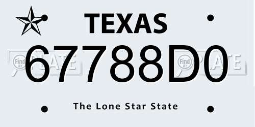 67788D0 Texas License Plate