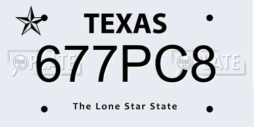 677PC8 Texas License Plate