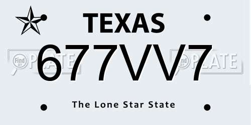 677VV7 Texas License Plate