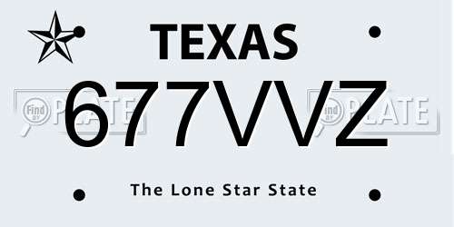 677VVZ Texas License Plate