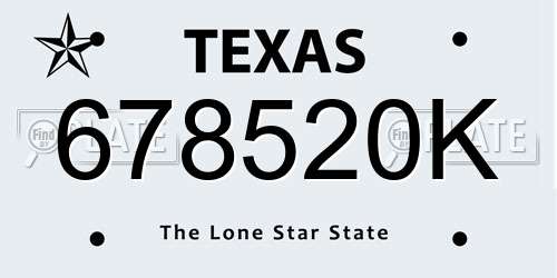 678520K Texas License Plate