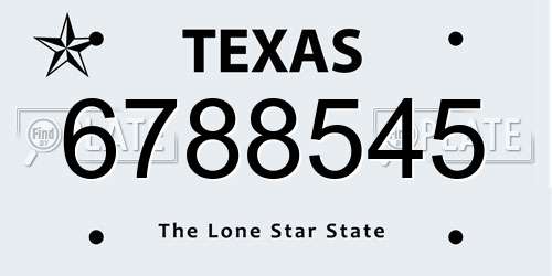 6788545 Texas License Plate