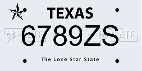 6789ZS Texas License Plate