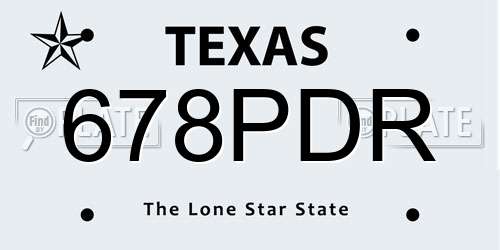 678PDR Texas License Plate