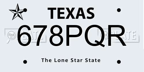 678PQR Texas License Plate