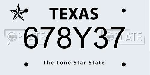 678Y37 Texas License Plate
