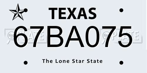 67BA075 Texas License Plate