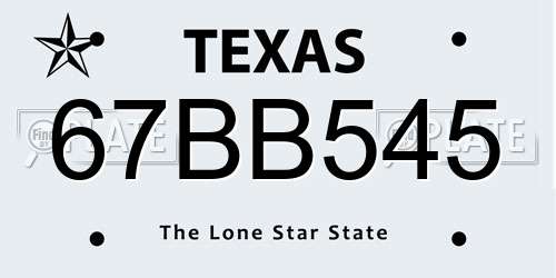 67BB545 Texas License Plate