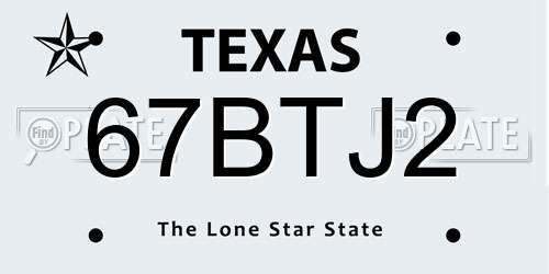 67BTJ2 Texas License Plate