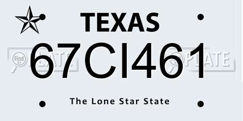 67CI461 Texas License Plate