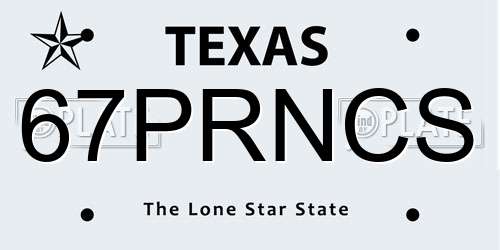67PRNCS Texas License Plate
