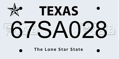 67SA028 Texas License Plate
