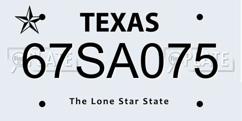 67SA075 Texas License Plate