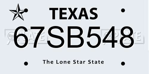 67SB548 Texas License Plate