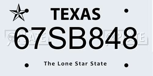 67SB848 Texas License Plate