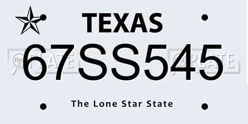 67SS545 Texas License Plate