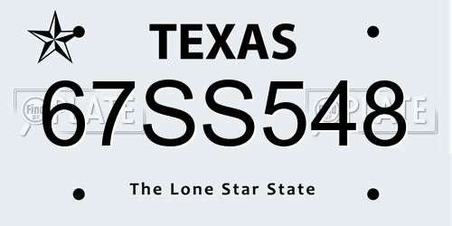 67SS548 Texas License Plate