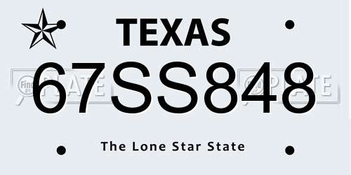 67SS848 Texas License Plate