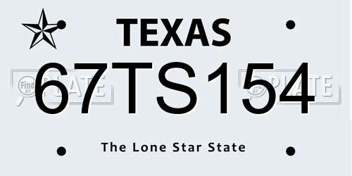 67TS154 Texas License Plate