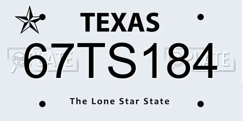 67TS184 Texas License Plate