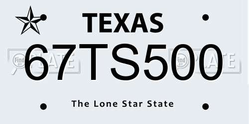 67TS500 Texas License Plate