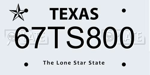 67TS800 Texas License Plate