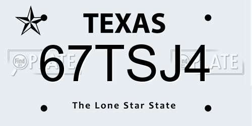 67TSJ4 Texas License Plate