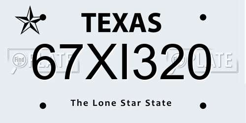 67XI320 Texas License Plate