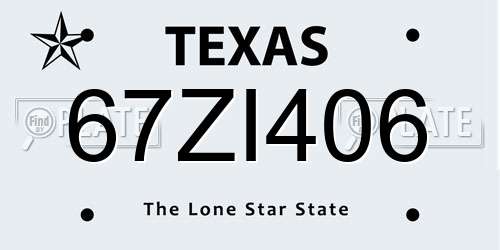 67ZI406 Texas License Plate