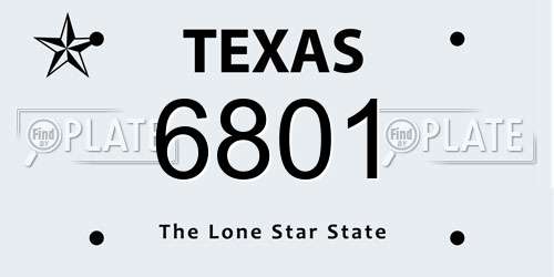 6801 Texas License Plate