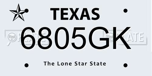 6805GK Texas License Plate