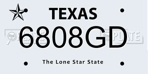 6808GD Texas License Plate