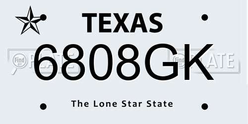 6808GK Texas License Plate