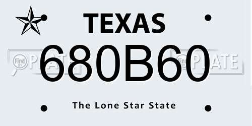 680B60 Texas License Plate