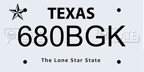 680BGK Texas License Plate
