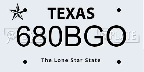 680BGO Texas License Plate