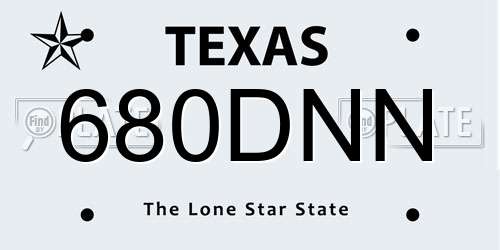 680DNN Texas License Plate
