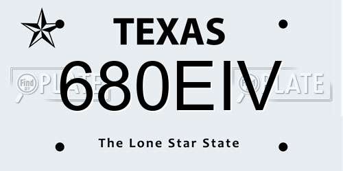 680EIV Texas License Plate