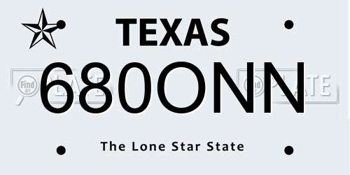 680ONN Texas License Plate