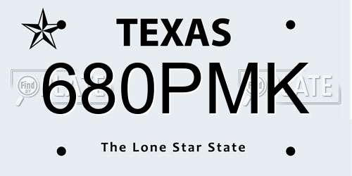 680PMK Texas License Plate