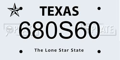 680S60 Texas License Plate