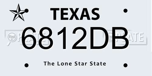 6812DB Texas License Plate
