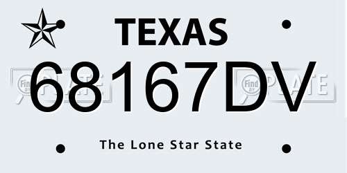 68167DV Texas License Plate