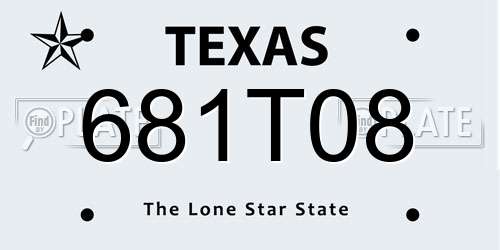 681T08 Texas License Plate