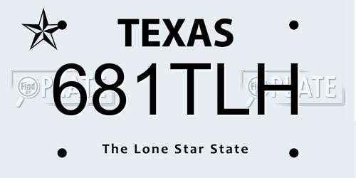 681TLH Texas License Plate
