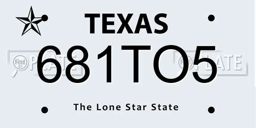 681TO5 Texas License Plate