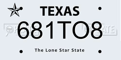 681TO8 Texas License Plate