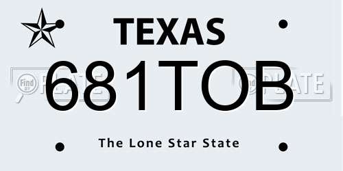 681TOB Texas License Plate
