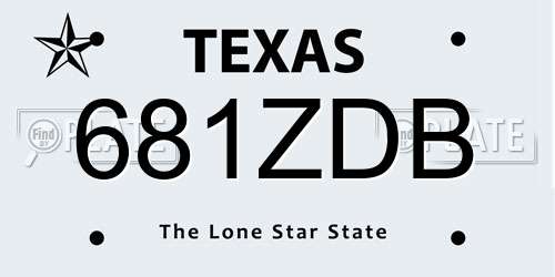 681ZDB Texas License Plate
