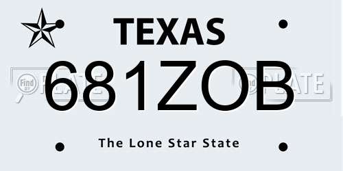 681ZOB Texas License Plate